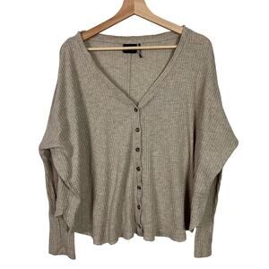 Urban Outfitters Out from Under MED JoJo Button Up Thermal Top Oatmeal Oversized